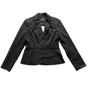 New Banana Republic Women's Black Pinstripe Blazer Professional Suit Coat - 4